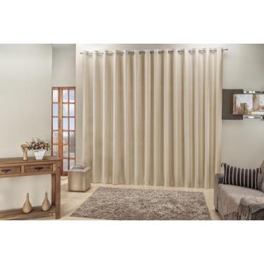 Imagem de Cortina Roma sala ou quarto ráfia 4,00x2,50 para varão 4m cor palha - 