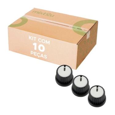 Imagem de 10x Botão Knob Redondo Estriado Sem Parafuso Ad209 - Branco - PIX