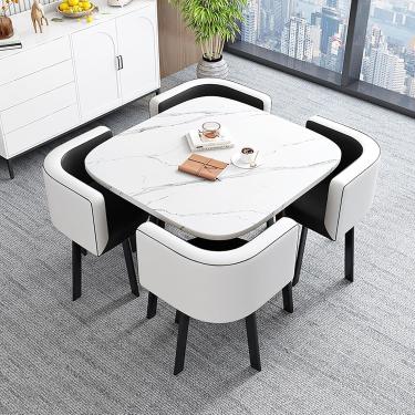Imagem de Mesa e 4 cadeiras, mesa de conferência com 4 cadeiras, combinação de mesa e cadeira, assento acolchoado e mesa de cozinha, mesa de jantar e cadeiras para 4, para sala de jantar em casa, viva