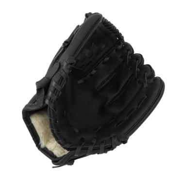 Imagem de Luva de beisebol ergonômica de couro PU luvas de beisebol softness luvas de beisebol profissional luvas de softball para jovens adultos (preto)