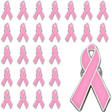 Imagem de Broche de fita rosa 6/12/25/50/100/200 peças broche de conscientização do câncer de mama broche de lapela esmaltado crachá feminino enfermeira médica caridade arrecadação de fundos eventos públicos
