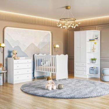 Imagem de Quarto Infantil Lua Encantada Guarda Roupa, Berço e Cômoda Trocador Br