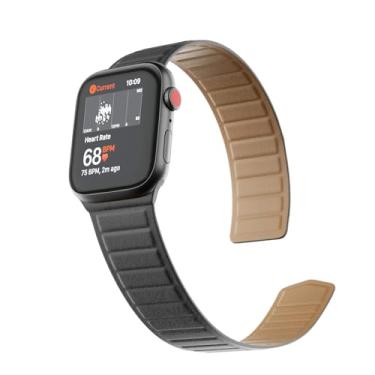 Imagem de Pulseira de couro magnética para Apple Watch SE3 SE2 e séries 11/10/9/8/7/6/5 Ultra 3 de 49 mm, 46 mm, 45 mm, 44 mm, 42 mm, 41 mm e 40 mm, preta