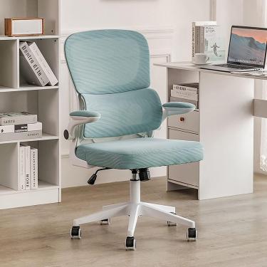 Imagem de Cadeira de escritório em casa com rodas e apoio às costas, cadeiras de mesa de malha de malha de malha, cadeira de computador executiva ergonômica com armas ajustáveis, cadeira de tarefa de