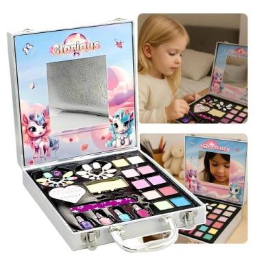 Imagem de Conjunto Maquiagem Infantil Lavável Fofo Espelho Meninas Kit Beleza Co