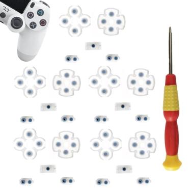 Imagem de MYPUQIAO Conjuntos De Almofadas Borracha Condutivas Silicone Para Substituição Em Peças Controle Playstation 4 Ps4 Jdm-050/055 Dualshock L1 R1 L2 R2, Kit Ferramentas Troca Botões E Teclado (055)