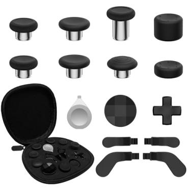 Imagem de CHARM FOCUS Kits De Substituição Joysticks Metal 16 Em 1 Para Xbox Elite Series 2, Inclui Magnéticos, Botões, Capas Silicone, D-Pads E Ferramenta Ajuste (Preto)