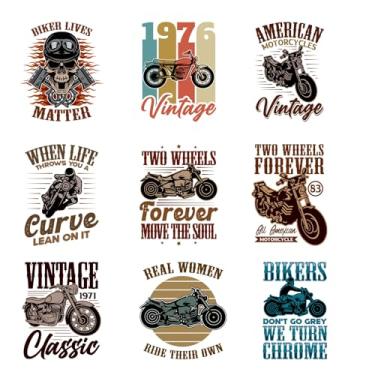 Imagem de Amazingxy 9 Peças De Decalques Motocicleta Vintage, Adesivos Transferência Térmica Para Roupas, Apliques Sublimação, Designs, Prensa Térmica, Camisetas Vinil, Capas Travesseiro