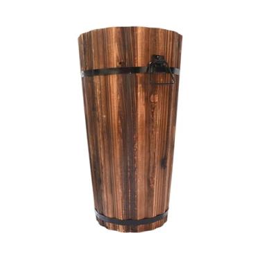Imagem de Ioensy Vaso de balde de madeira, floreira para plantas, recipiente com alças ergonômicas, plantador de pátio para plantas de jardim, vaso de flores, Style a, L
