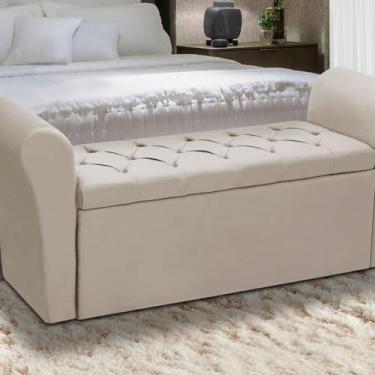 Imagem de Baú Para Cama Box: Madeira Estofada Casal com Estilo (Bege)