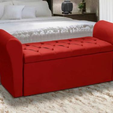Imagem de Baú Para Cama Box: Madeira Estofada King Size (Vermelho)