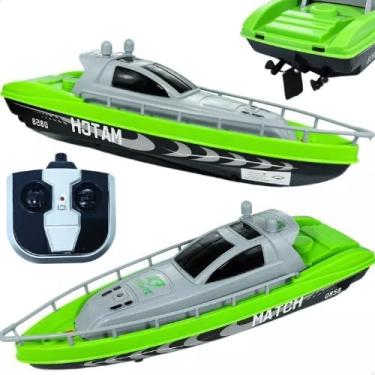 Imagem de Barco de Controle Remoto Match, Lancha Esportiva, Verde e Cinza, Brinquedo Aquático