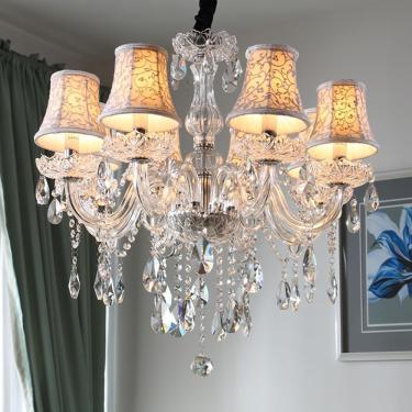 Imagem de Vela De Cristal Europeia Lâmpada Pendente Sala De Estar De Luxo Restaurante Quarto Hotel Villa Loja De Roupas Salão De Beleza Café Bar Ktv Led Lustre, H B 8 Lights