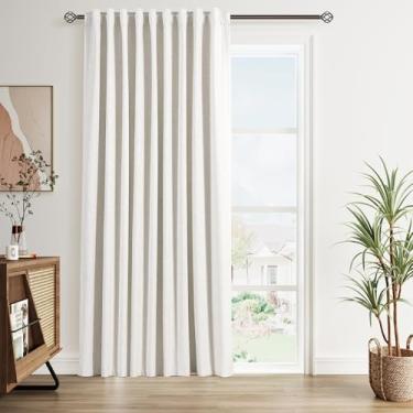 Imagem de Cortinas blackout de linho creme 213 cm de comprimento 1 conjunto de painel para quarto com isolamento térmico 100% blackout cortinas de linho aba traseira neutra rústica cortina de janela