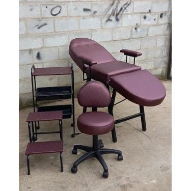 Imagem de Kit Maca Estética Reforçada 4 Peças - Maca/Mocho/Escadinha/Carrinho Auxiliar