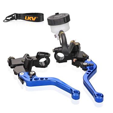 Imagem de LKV Alavanca de bomba de embreagem de freio de motocicleta com reservatório de cilindro mestre hidráulico conjunto de pistão de 22 mm universal CNC compatível com Honda Yamaha Kawasaki Suzuki de 250