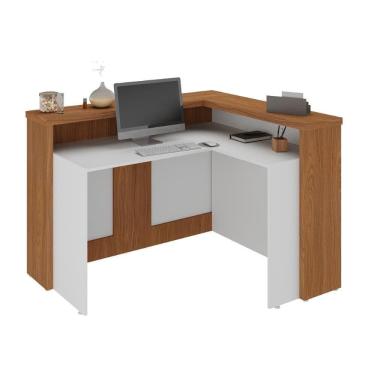 Imagem de Balcão Atendimento Com Montagem Dupla Bulgária Freijó Branco