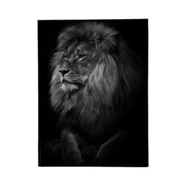 Imagem de Preto Branco Rei Leão Animal Cartaz Auto-adesivo À Prova Dwaterproof Á