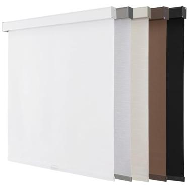Imagem de Joydeco Persianas de rolo 100% blackout sem fio para janelas, persianas free-stop, proteção UV, persianas de tecido natural para casa e escritório, capa de alumínio à prova de luz (56 cm L x 190 cm A