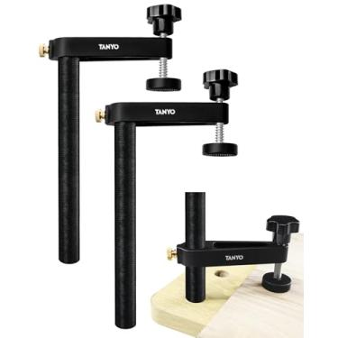 Imagem de TANYO Braçadeira de banco para cães, grampos de furo de 3/10.2 cm para marcenaria, braçadeira de madeira estável de liga de alumínio ajustável de 19 mm, grampos de mesa para ferramentas de marcenaria