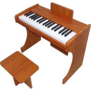 Imagem de Piano Digital Infantil de Madeira 37 Teclas com Estante e Banco Rhythm