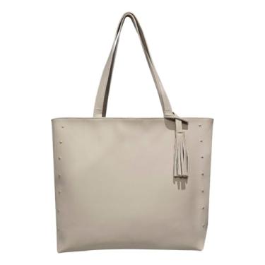 Imagem de Bolsa Sacola Feminina Grande De Ombro Universitária Reforçada (Marfim)