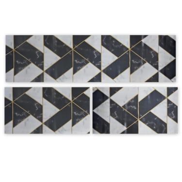 Imagem de Kit 3 Peças Jogo Cozinha Passadeira Manta Vinilico Laminado Geometric