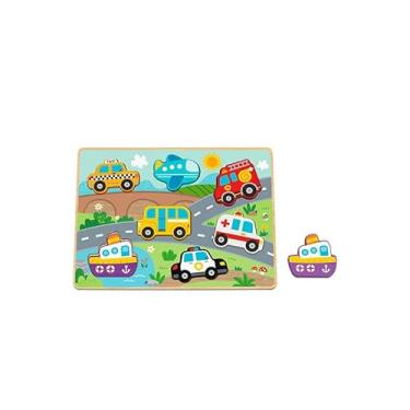 Imagem de Hi Pando Brinquedo Educativo Madeira Encaixe Transportes