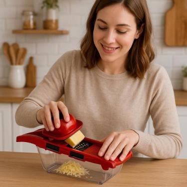 Imagem de Jogo 6 Peças Ralador Fatiador Alimentos 4 Lâminas Cortador Alimentos T