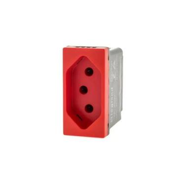 Imagem de Módulo Tomada 2P+T 10A 250V Pb Vermelho Borne Automático Pial Plus+ - 
