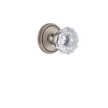 Imagem de Grandeur 809589 Soleil Rosette falsa dupla com botão de cristal Fontainebleau em níquel acetinado