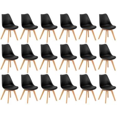 Imagem de Conjunto 18 Cadeiras de Jantar Eames Wood Leda Design Estofada - Preto
