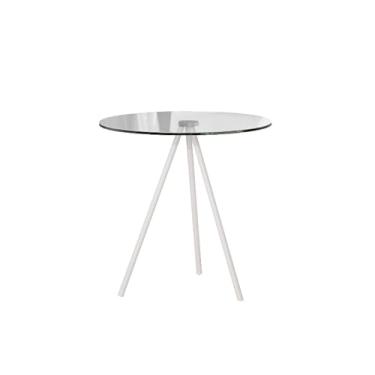 Imagem de Mesa lateral Tampo de vidro Base de ferro(BRANCO/VIDRO)