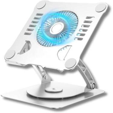 Imagem de Suporte com Cooler para Notebook Gamer, Base Giratória 360°, Cooler com Controle de Velocidades, Ergonômico, Dobrável, Articulado, Estrutura Metálica Com LED RGB (NitroCooler360)