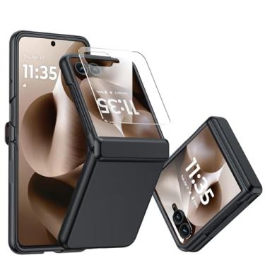 Imagem de Capa CENMASO para Motorola Razr Ultra 2025 com proteção de dobradiça e protetor de tela integrado, capa de celular fina, resistente a arranhões, à prova de choque, para Moto Razr Ultra 2025-Preta