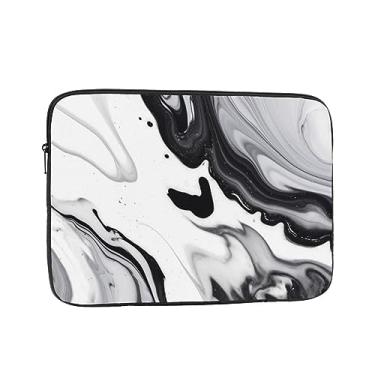 Imagem de Capa para laptop com tinta preta e branca mista, leve, à prova de choque, capa protetora para notebook de 13 polegadas
