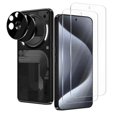 Imagem de NECARSIN [Pacote com 2 + 2] Película protetora de tela para celular 3a Pro Nothing Phone 3a Pro, vidro temperado HD, dureza 9H, antiestilhaçamento, sem bolhas