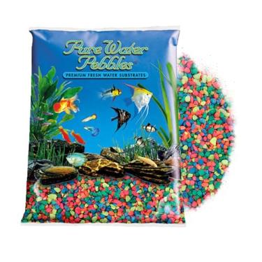 Imagem de Pure Water Pebbles Cascalho Neon Rainbow Aquarium - 11 kg - Não tóxico, resistente à cor, substrato vibrante para aquários, terrários, lagoas e artesanato