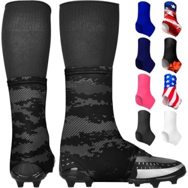 Imagem de Exxact Sports Capas de chuteira de futebol Spats – Mantenha seus cadarços amarrados e chuteiras limpos, futebol americano para chuteiras, perfeito para beisebol, futebol, lacrosse, hóquei (camuflagem
