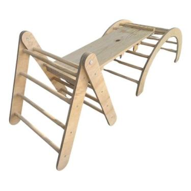 Imagem de Triângulo Infantil Simples + Rampa + Ponte Pikler Madeira - Colormobil