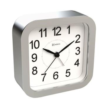 Imagem de Relógio Despertador Herweg Quartz Sem Tic Tac Prata Metálico 264070 Único