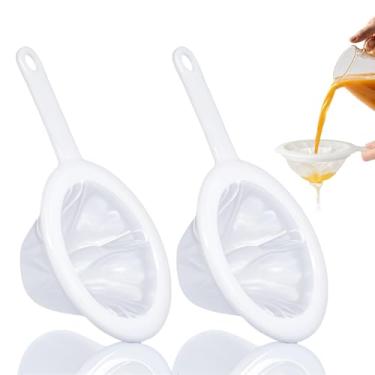 Imagem de Conjunto de 2 filtros de malha ultrafina, nylon de grau alimentício, peneira de malha fina com alças para sucos, iogurte, leites de nozes, líquidos finos, pequenos coadores - incluindo escorredor de