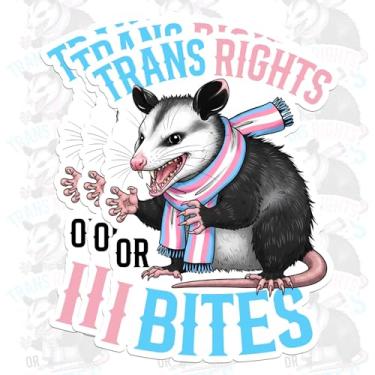 Imagem de 3 peças adesivo engraçado Trans Rights Or I Bites Meme gambá feminista liberal LGBTQ orgulho humor ativismo decalque 1 decalque de vinil à prova d'água para garrafas de água copo laptop chapéu rígido
