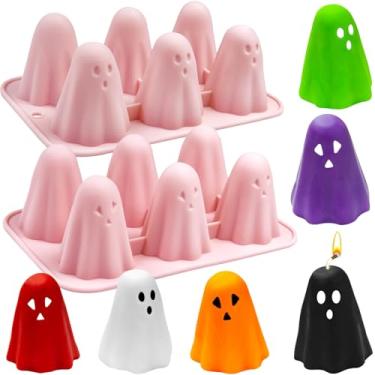 Imagem de Moldes de silicone fantasma 3D, 2 pacotes, moldes de silicone de Halloween, molde de chocolate fantasma para lembrancinhas de festa de Halloween, pudim, fondant, muffin, sabonete, vela, cubos de gelo