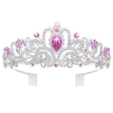 Imagem de Dayouwang Tiara de cristal coroa tiara princesa elegante coroa com pentes para mulheres, meninas, casamento, formatura, festa de aniversário