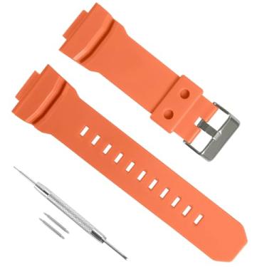 Imagem de Pulseira de silicone de substituição de 16 mm para Casio GAS/GAW/GA-150/200/201/300/310, durável, impermeável, pulseira de relógio de substituição, Casio G Shock, Laranja, 16mm