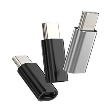 Imagem de Adaptador USB C macho para micro USB fêmea (pacote com 3) compatível com Samsung Galaxy S22 Ultra S20 S21 S10 Z Flip S9 Note Pixel 5XL para iPad Pro Air4 2020 Cabo carregador Android para carregamento