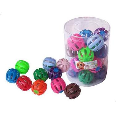 Imagem de Brinquedo Bola Plastica C/guizo Gatos Pet Pote C/20un - SAVANA