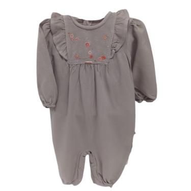 Imagem de Macacão Longo Jeans Leve Bebê Menina Bordado Paraiso 15351