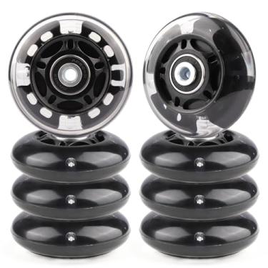 Imagem de Gladeer Rodas de skate em linha iluminadas 85A para ambientes internos e externos com rolamentos ABEC-7 para crianças e crianças patins em linha iniciantes, pacote com 8 (preto, 70 mm)